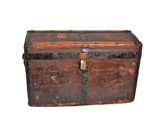 Kufer podróżny, brązowy, drewno metal, XIX w. - WYMIARY