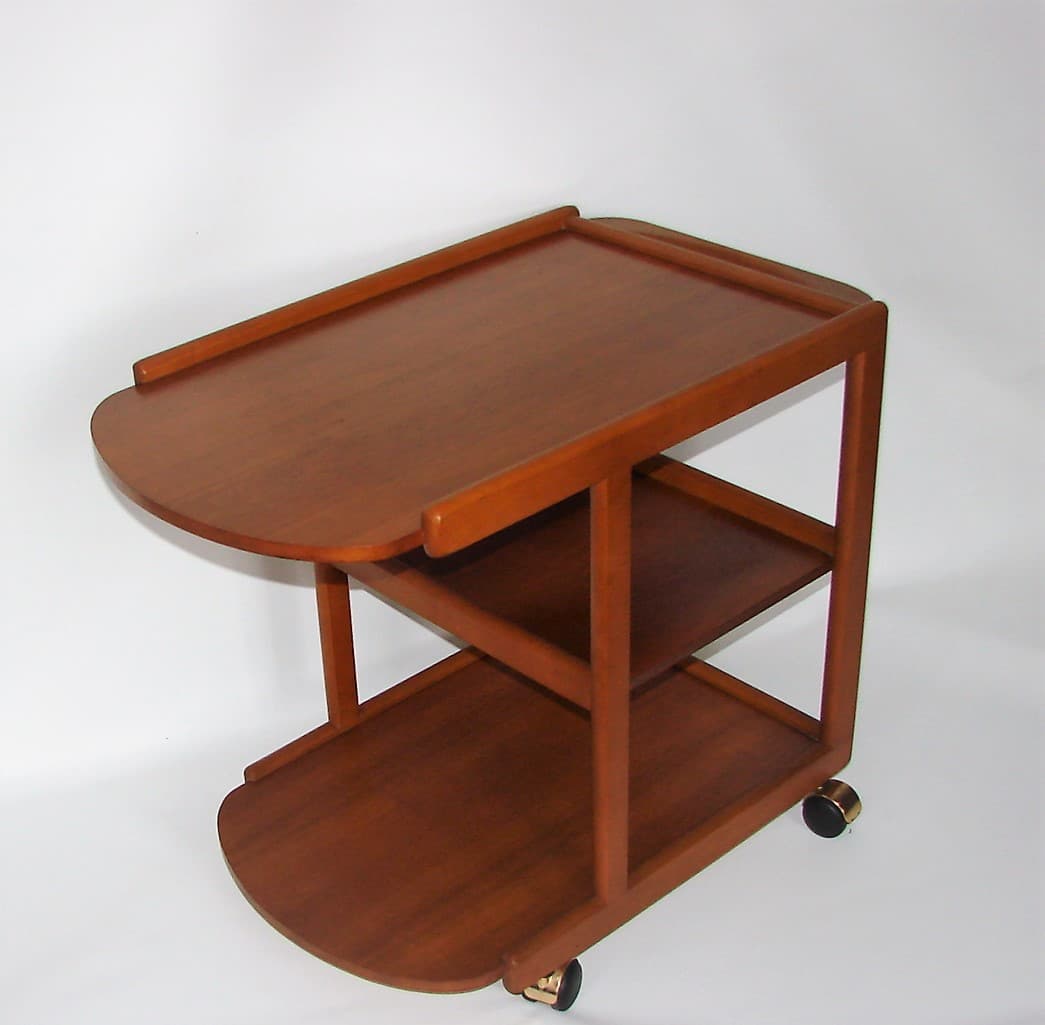 Bar cart, brown, beech teak, 1970s - 227588