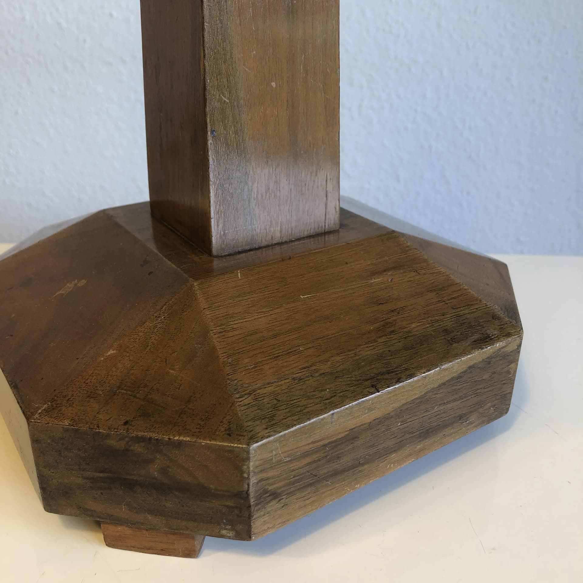 Lampa gabinetowa, drewno tekowe brązowy ciemny, mosiądz, Niemcy, lata 60. - 16724