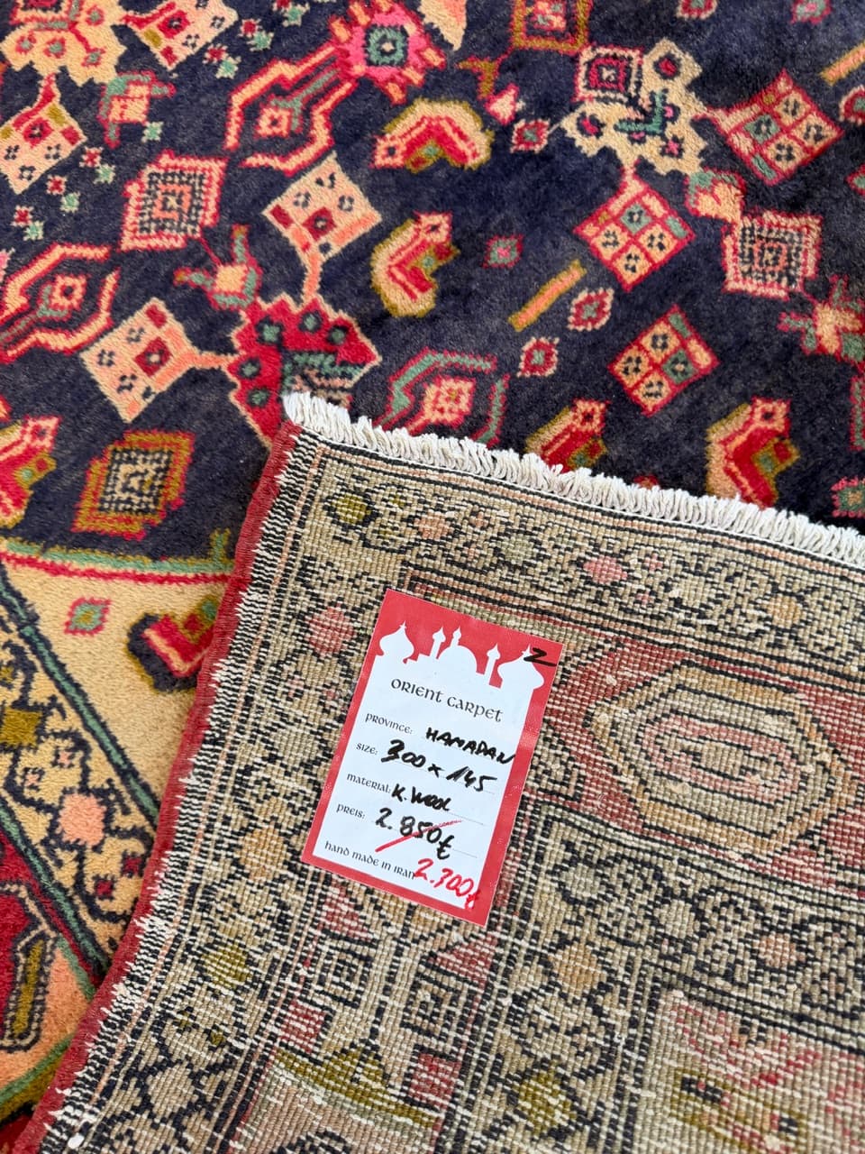 Rug Hamadan 300x145 cm, multicolor wool, Iran - 227621