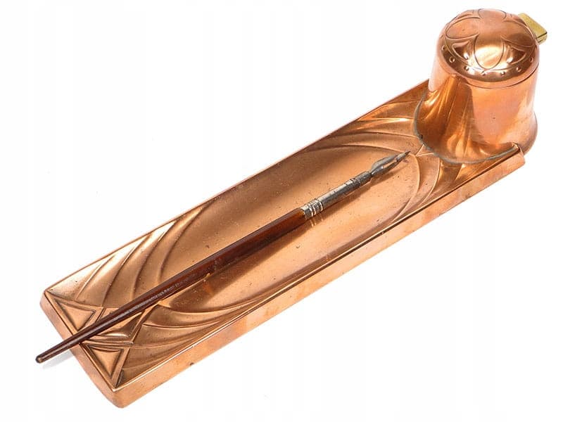 Kałamarz secesyjny, miedź brązowy, WMF, Niemcy, XIX w. - 227629