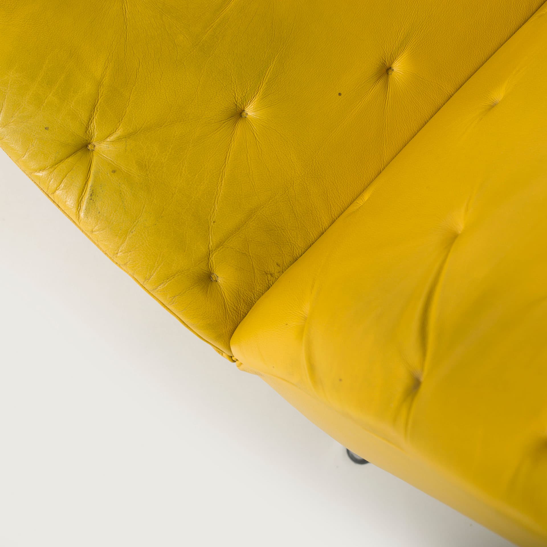 Chaise lounge, yellow leather, chromed steel, Netherlands - 227715