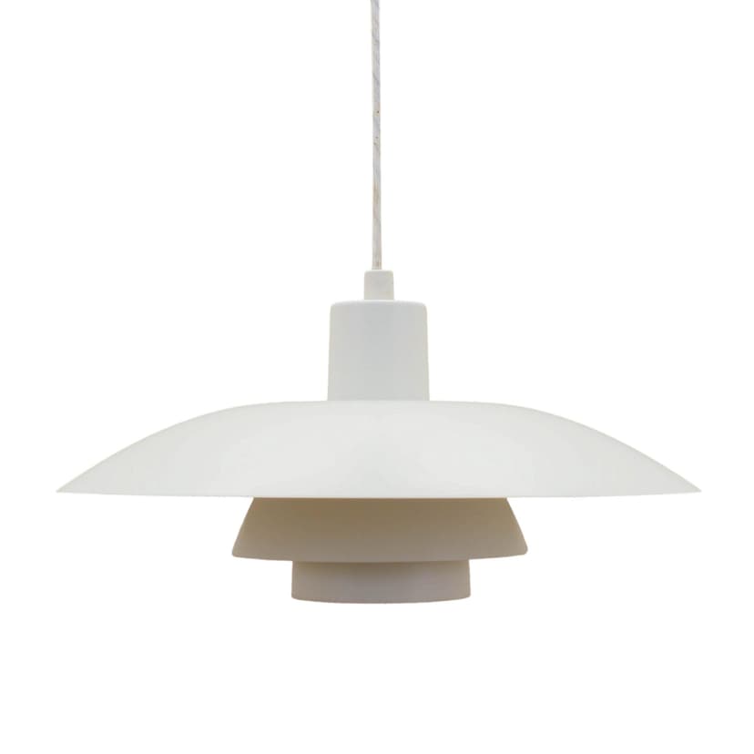 Pendant lamp PH 4/3, white metal, by P. Henningsen, Louis Poulsen, Denmark, 1960s.