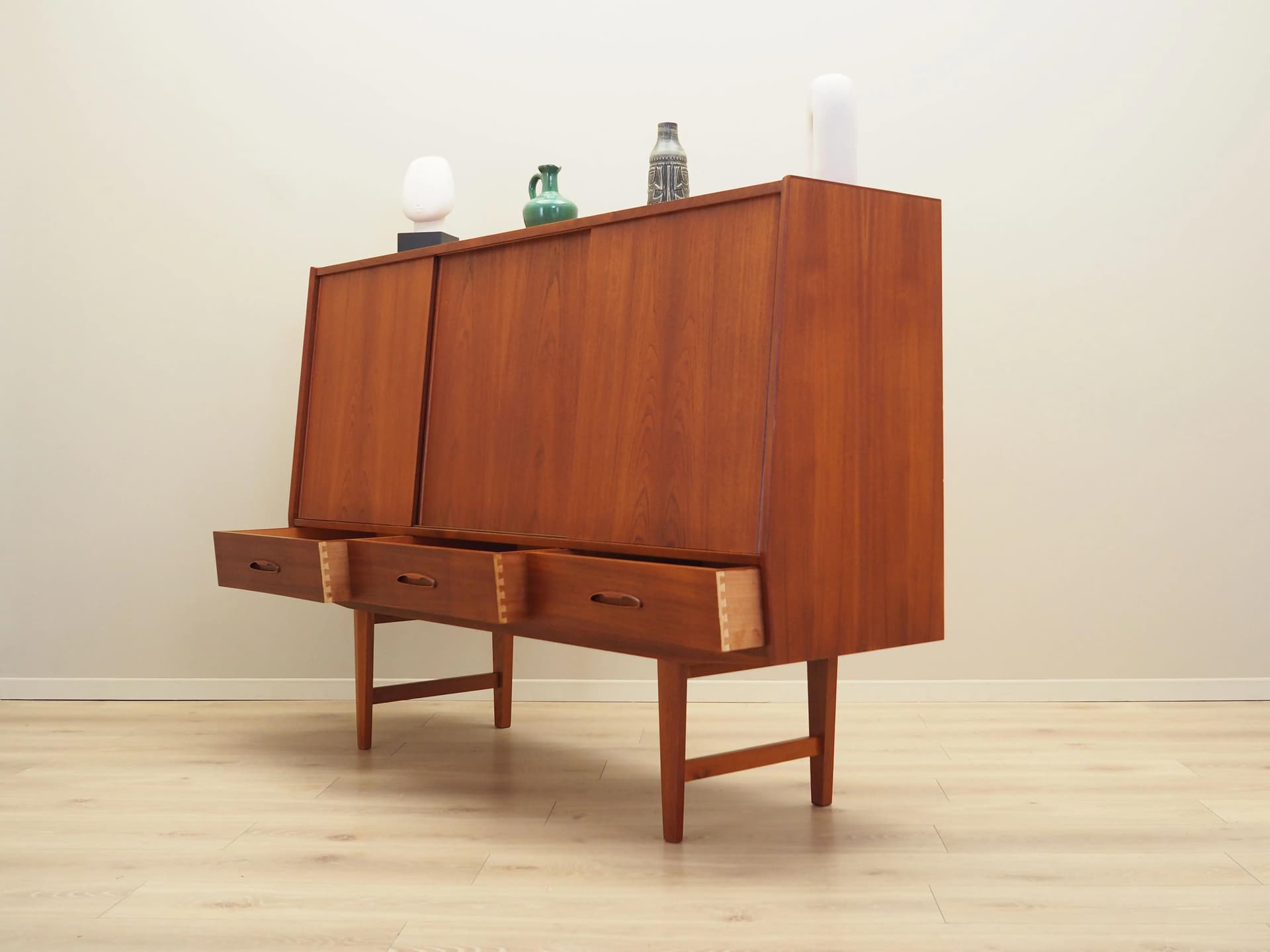 Highboard mid-century, brown teak, Denmark, 1960s - 16679