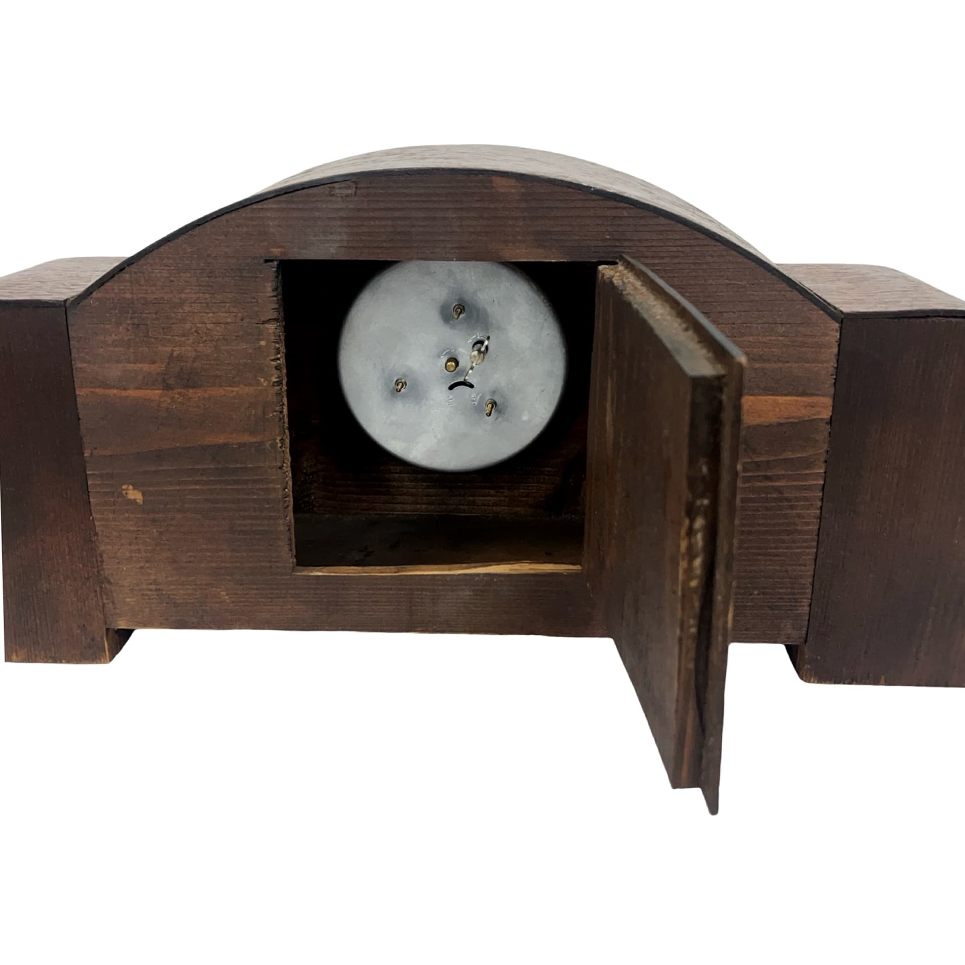 Mantel Clock Art Deco, brown, wood bakelite glass, Germany, 1930s. - 227808