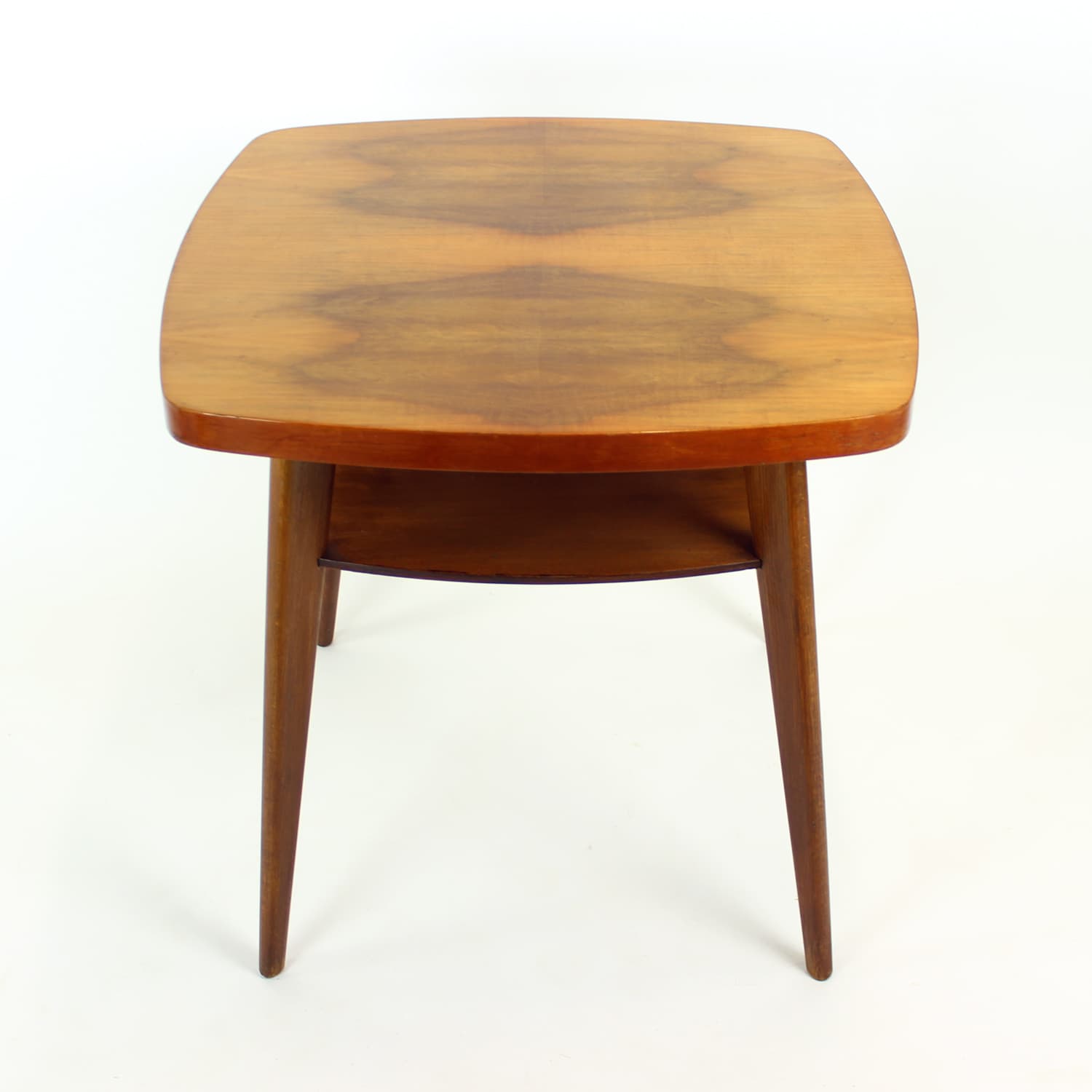 Stolik kawowy, brązowy, dąb orzech, Czechosłowacja, lata 60.