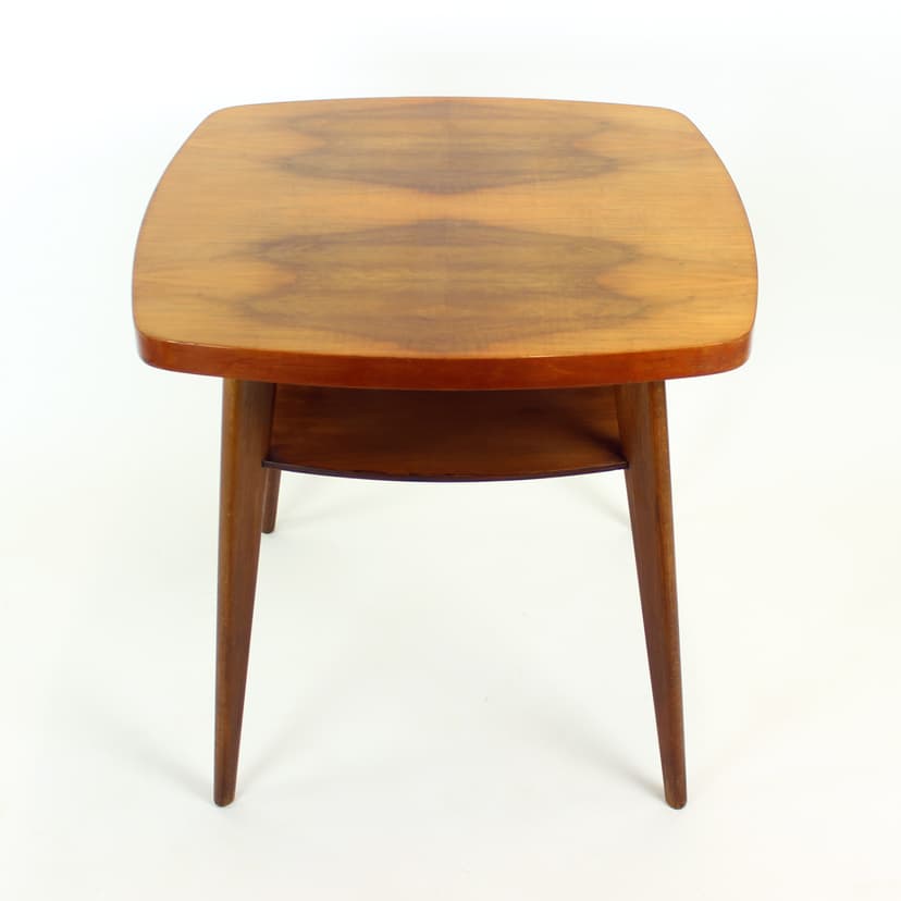 Coffee table, brown oak walnut, Czechoslovakia, 1960s.