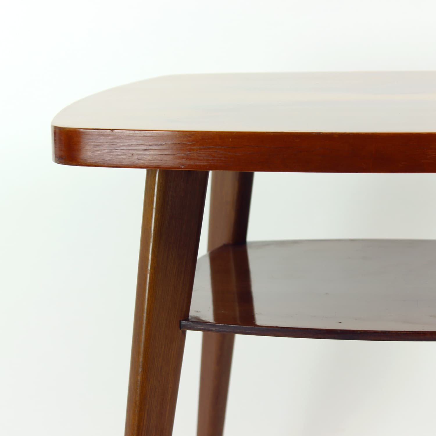 Stolik kawowy, brązowy, dąb orzech, Czechosłowacja, lata 60. - 227831