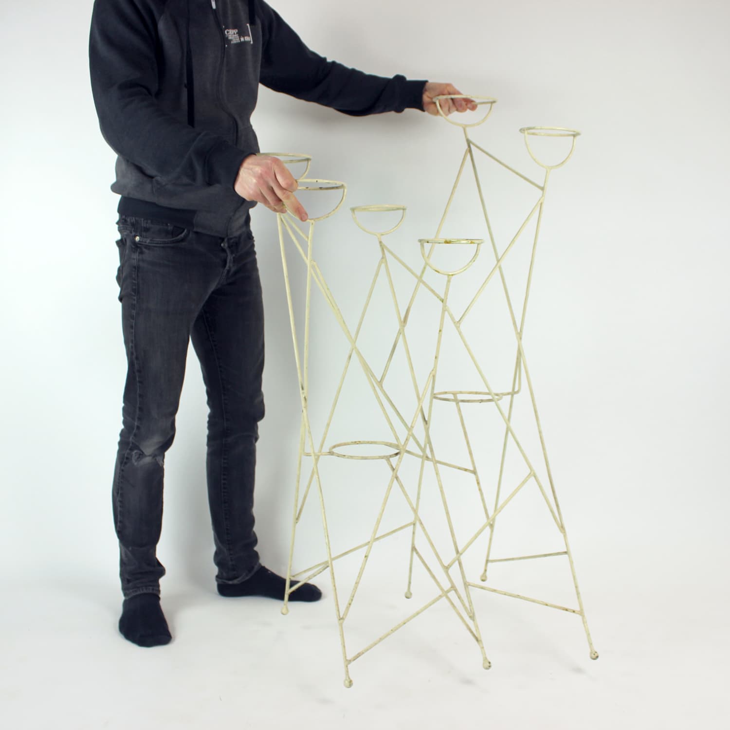 Stojak na kwiaty, biały, stal, Czechosłowacja, lata 60. - 227858