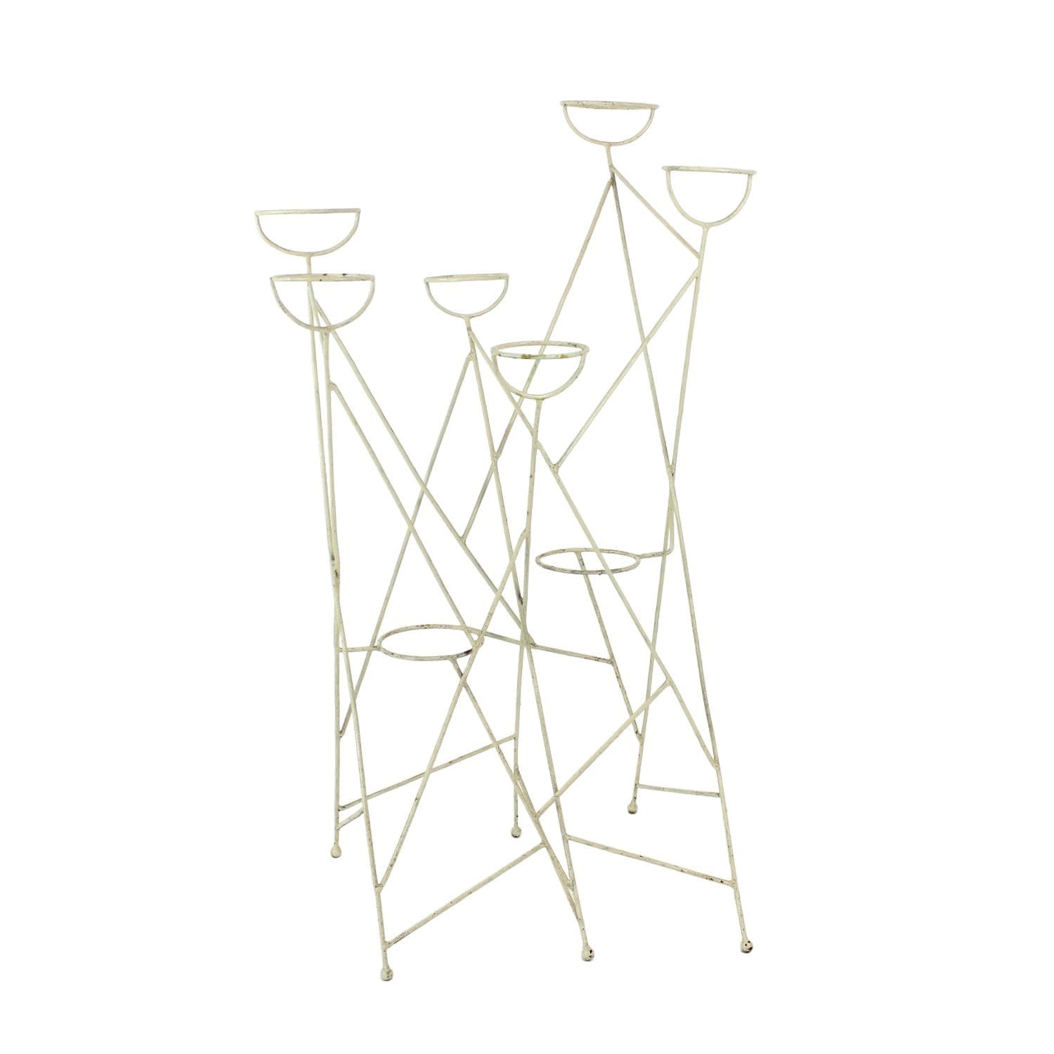 Stojak na kwiaty, biały, stal, Czechosłowacja, lata 60.