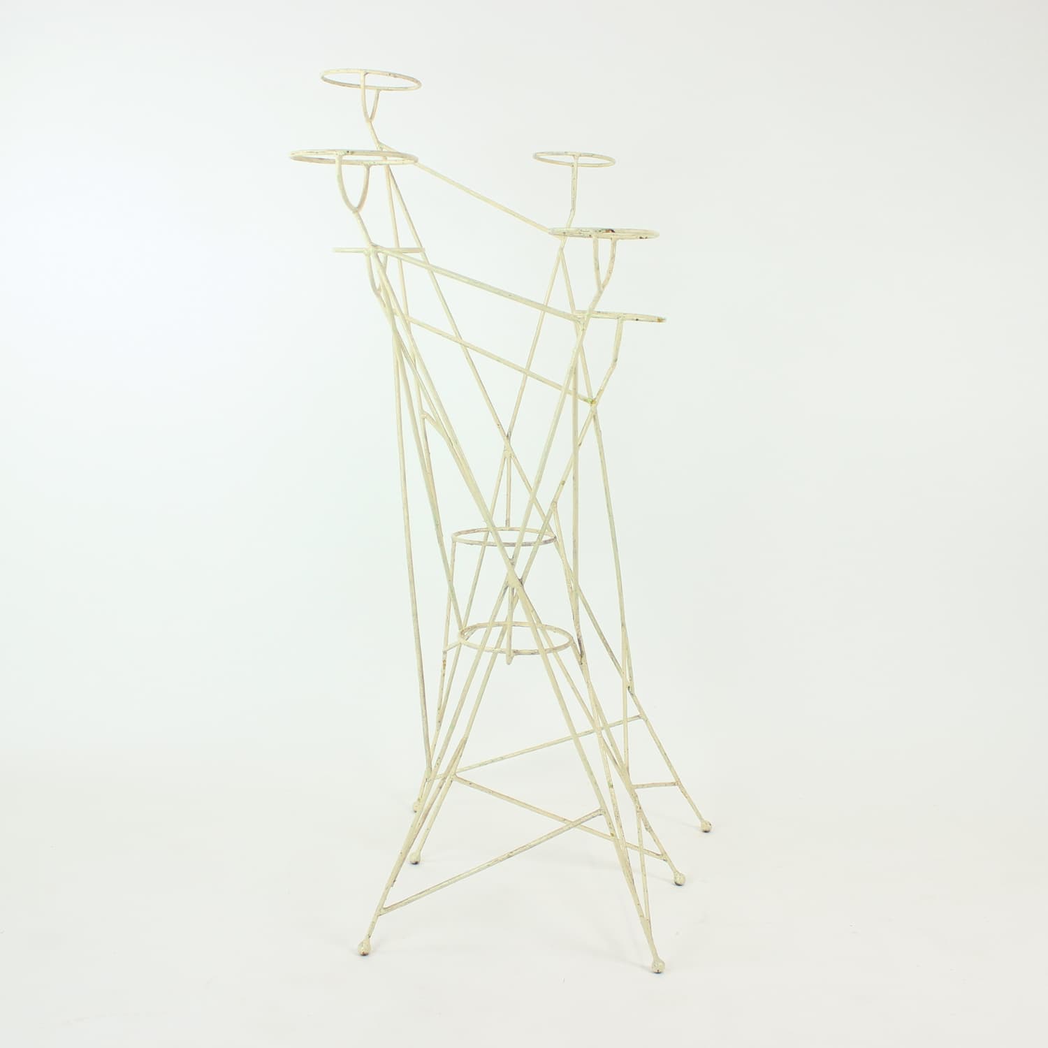 Stojak na kwiaty, biały, stal, Czechosłowacja, lata 60. - 227856