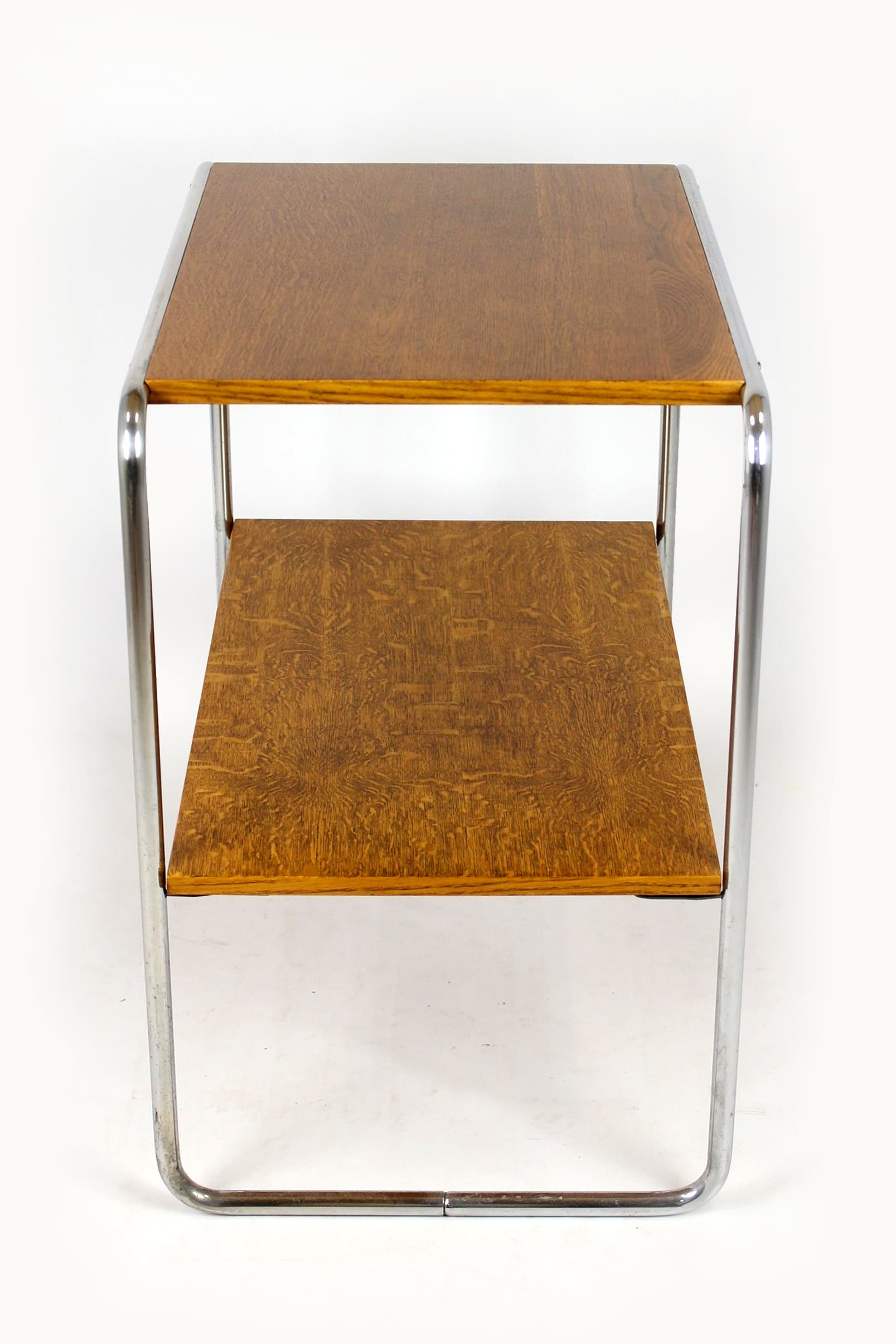 Side Table B12, Bauhaus, brown wood, chromed steel, by M. Breuer, 1930s. - 227871