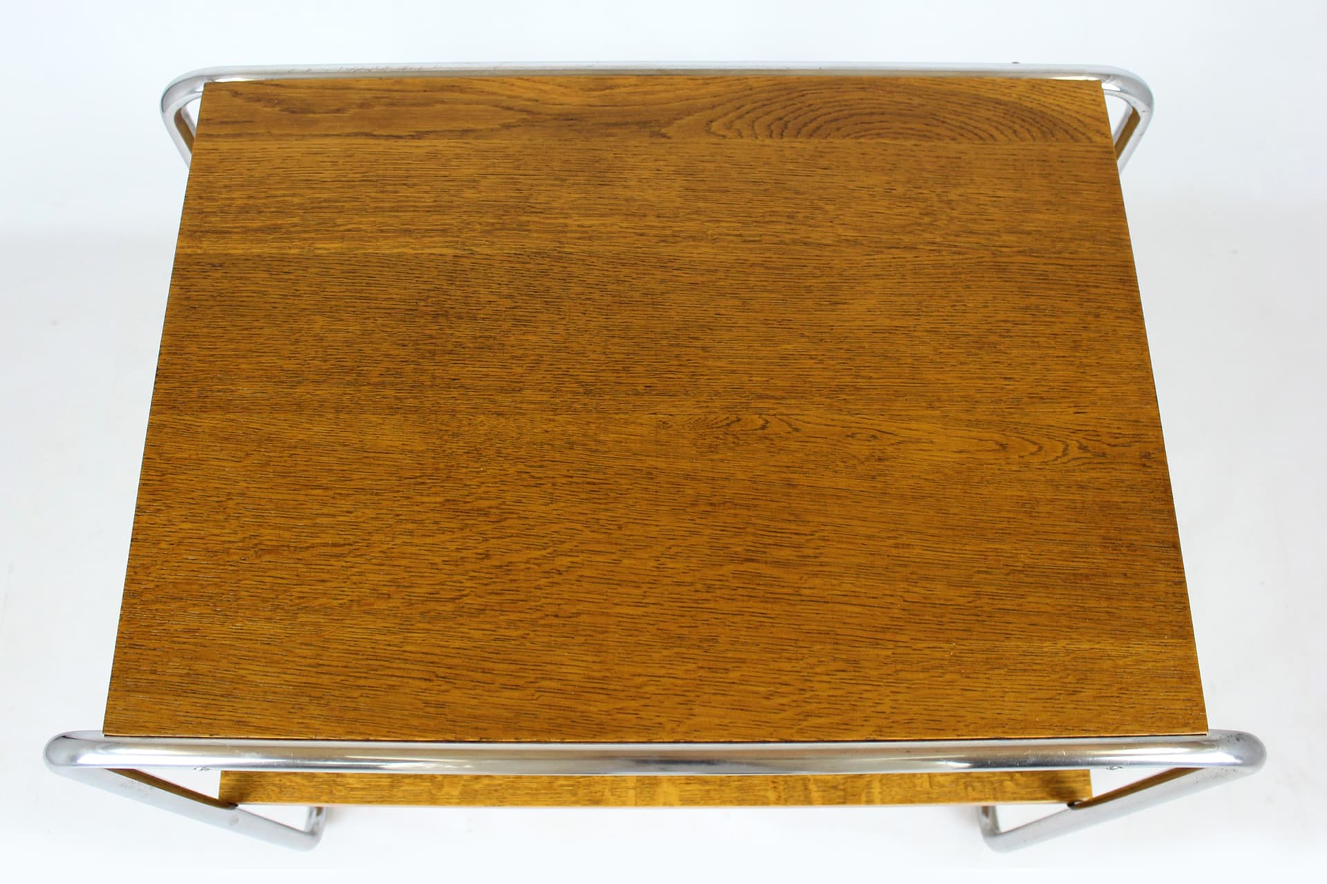 Side Table B12, Bauhaus, brown wood, chromed steel, by M. Breuer, 1930s. - 227873