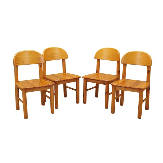 Set of four chairs, brown pine, by R. Daumiller, Hirtshals, Denmark, 1960s. - DIMENSION
