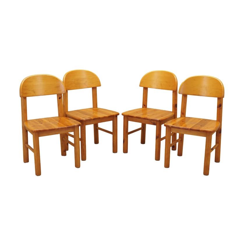 Set of four chairs, brown pine, by R. Daumiller, Hirtshals, Denmark, 1960s.