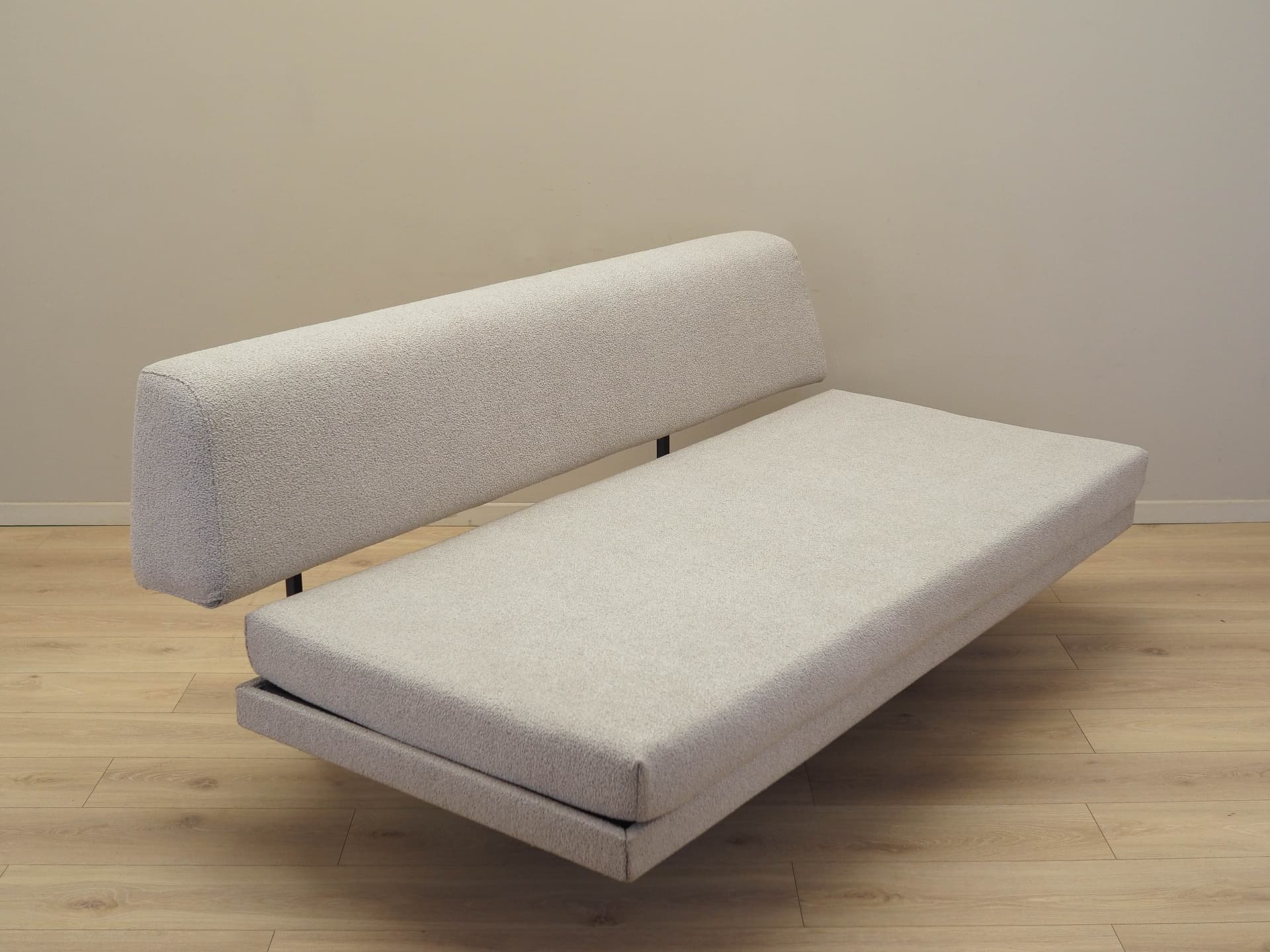 Sofa daybed, beige fabric, black metal, Italy, 1970s. - 227992