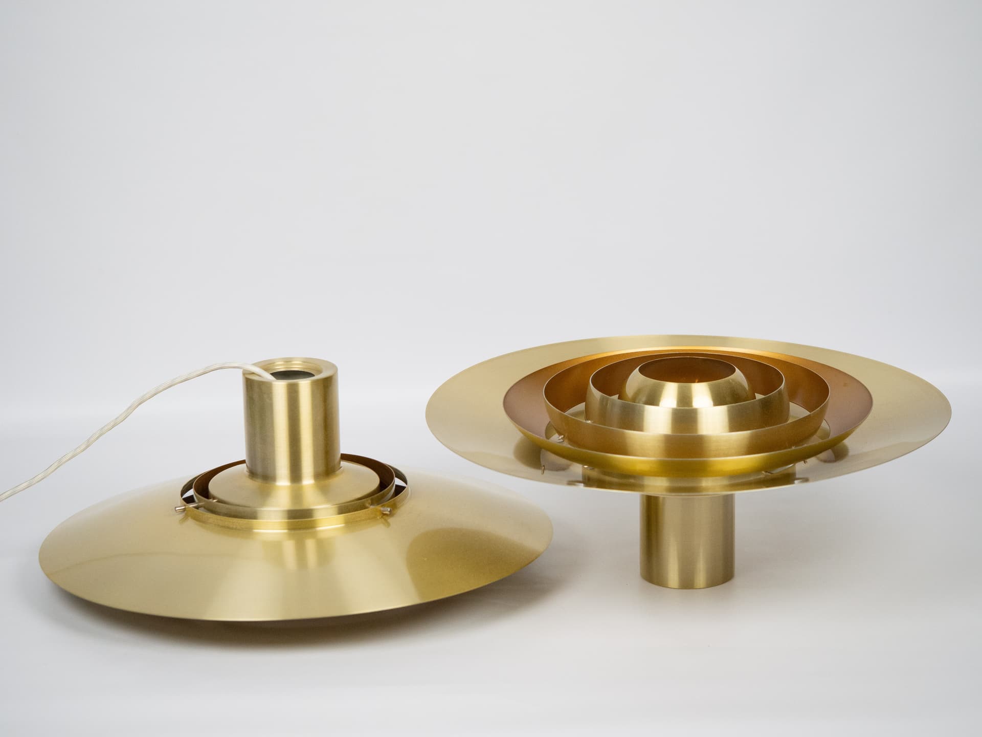 Para lamp wiszących P376, mosiądz złoty, proj. P. Fabricius, J. Kastholm, Nordisk Solar, Dania, lata 60. - 228042