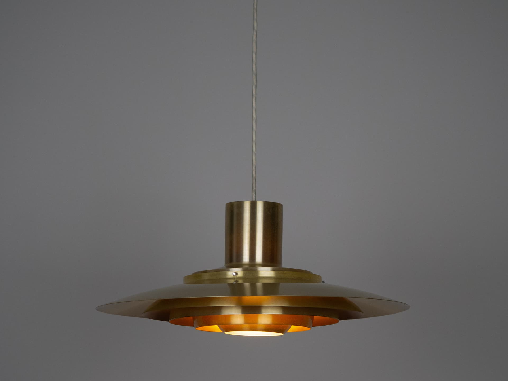 Para lamp wiszących P376, mosiądz złoty, proj. P. Fabricius, J. Kastholm, Nordisk Solar, Dania, lata 60. - 228040