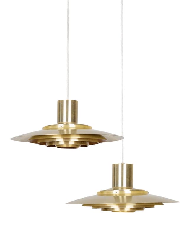 Para lamp wiszących P376, mosiądz złoty, proj. P. Fabricius, J. Kastholm, Nordisk Solar, Dania, lata 60. - WYMIARY