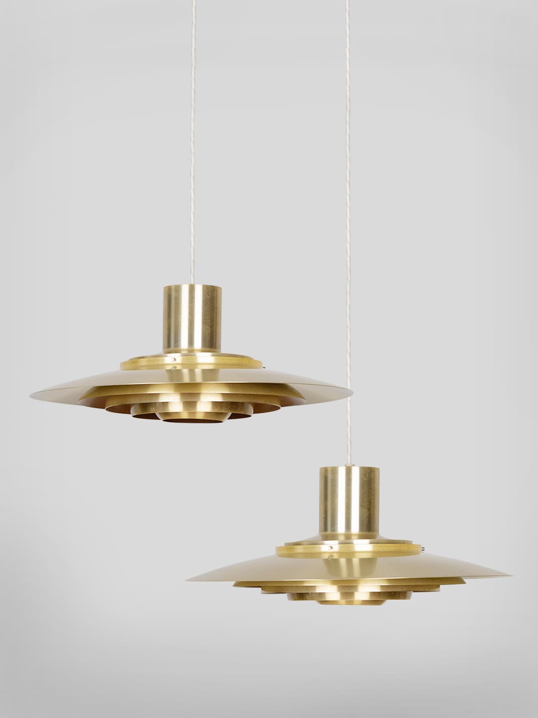 Para lamp wiszących P376, mosiądz złoty, proj. P. Fabricius, J. Kastholm, Nordisk Solar, Dania, lata 60. - 228051