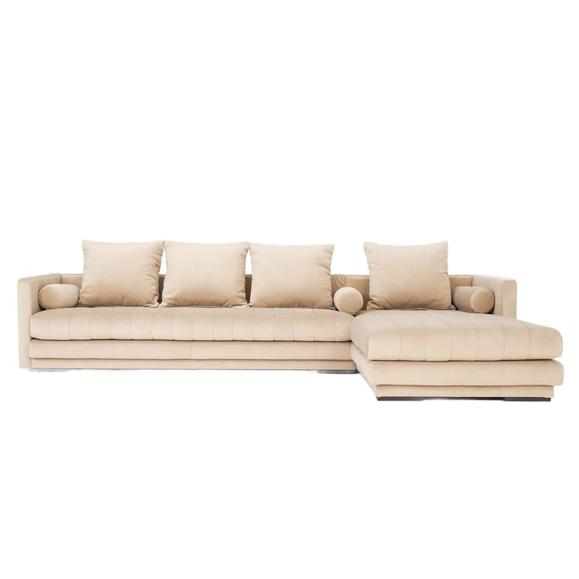 Narożnik Kopenhaga, beżowy velvet, Polska, lata 90.