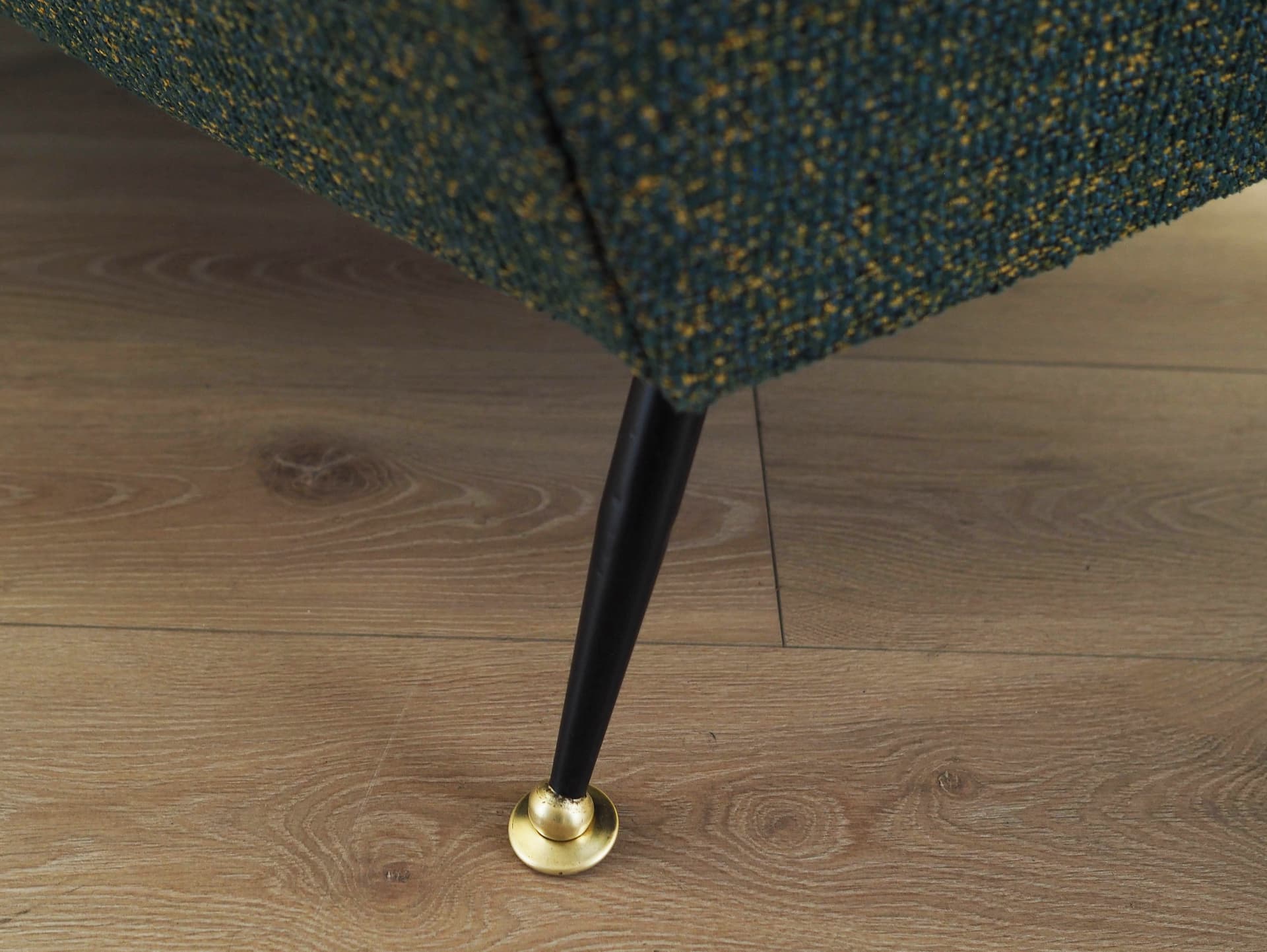 Sofa, zielony melanż, tkanina, metal czarny, Dania, lata 70. - 228164