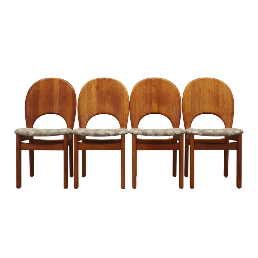 Set of four chairs, brown teak, by N. Koefoed, Glostrup Møbelfabrik, Denmark, 1960s.