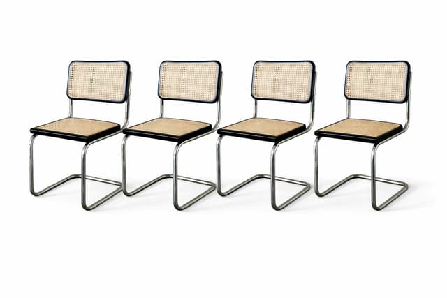 Zestaw 4 krzeseł z giętej stali wg proj. M.Breuer, Bauhaus, czarne - WYMIARY