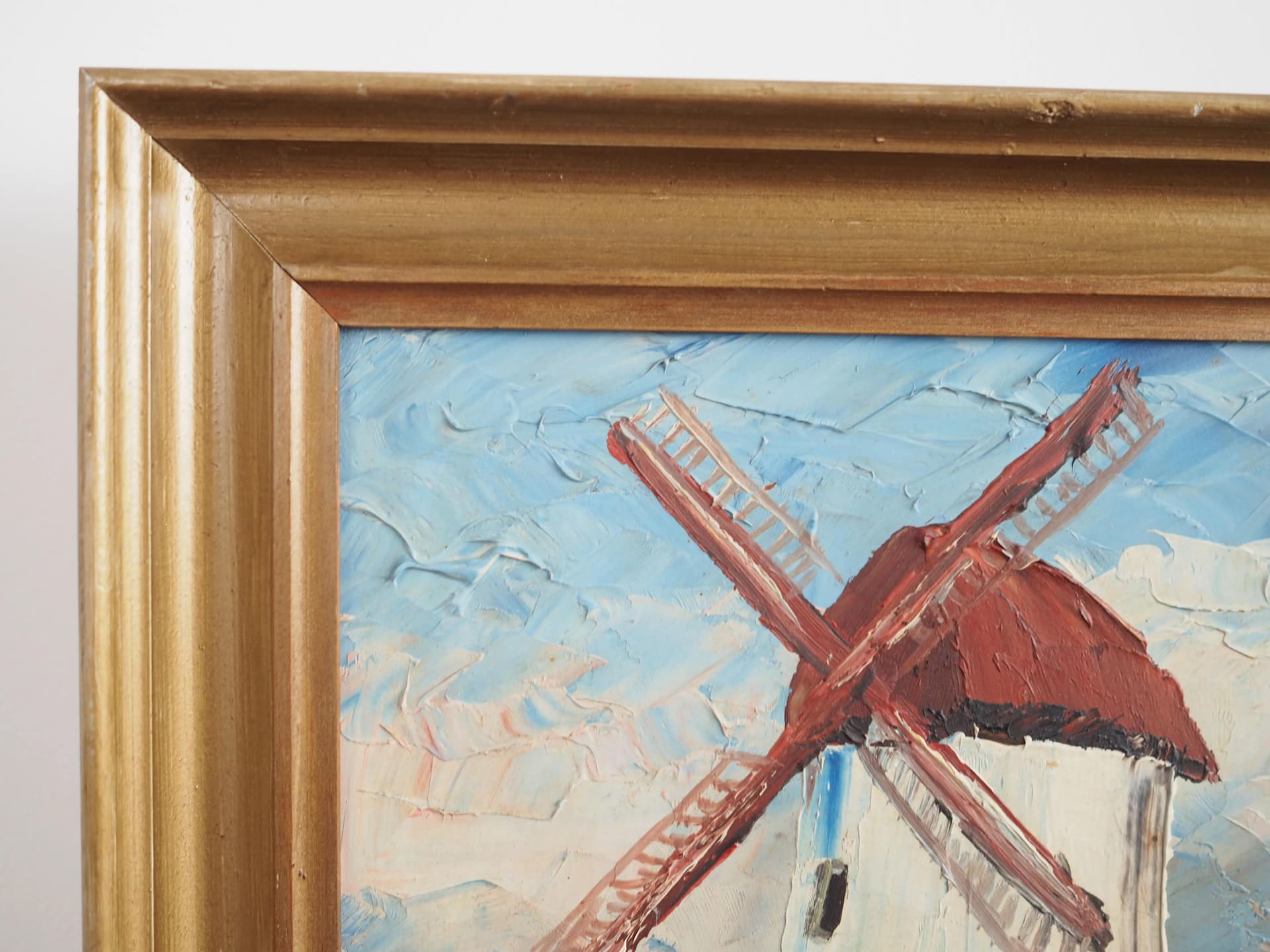 Painting Colorful Windmill, multicolor, wood, by A. V. Thrane, Scandinavia, 1960s - 16666