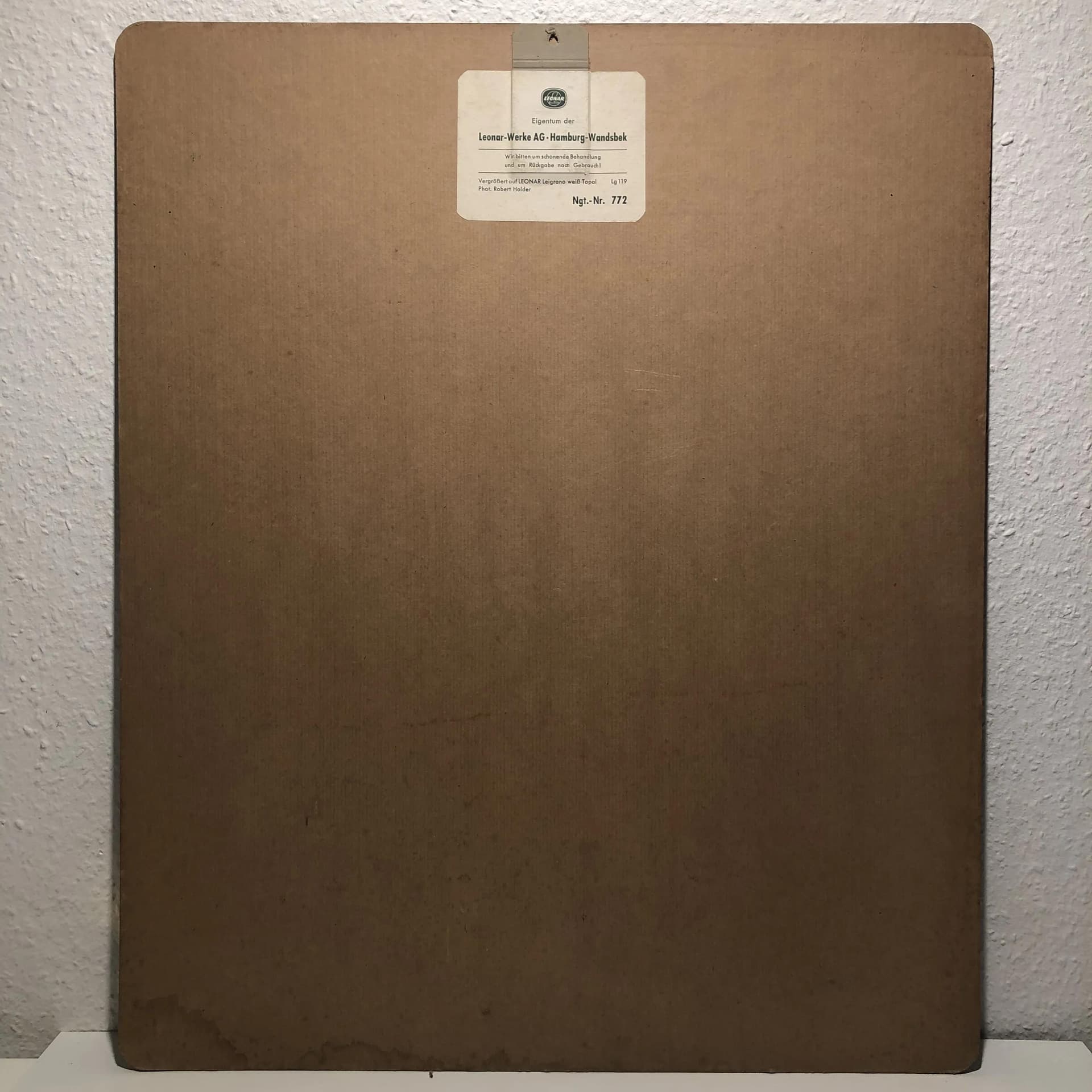 Reklama ścienna Leonar Photo Papiere, szary, drewno, Niemcy, lata 60. - 16707