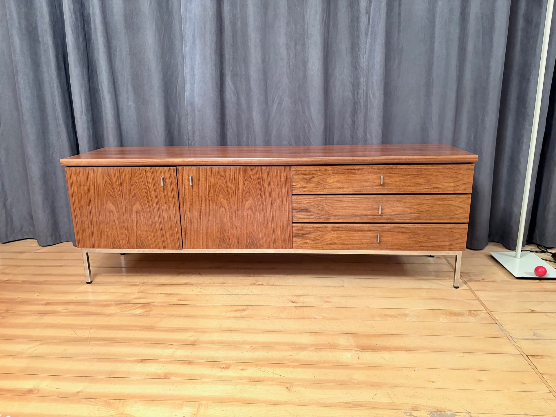 Sideboard, brown walnut, chrome, Germany, 1970s. - 228455