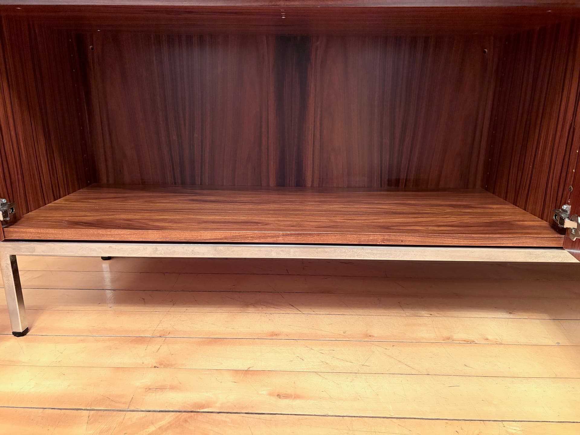 Sideboard, brown walnut, chrome, Germany, 1970s. - 228461