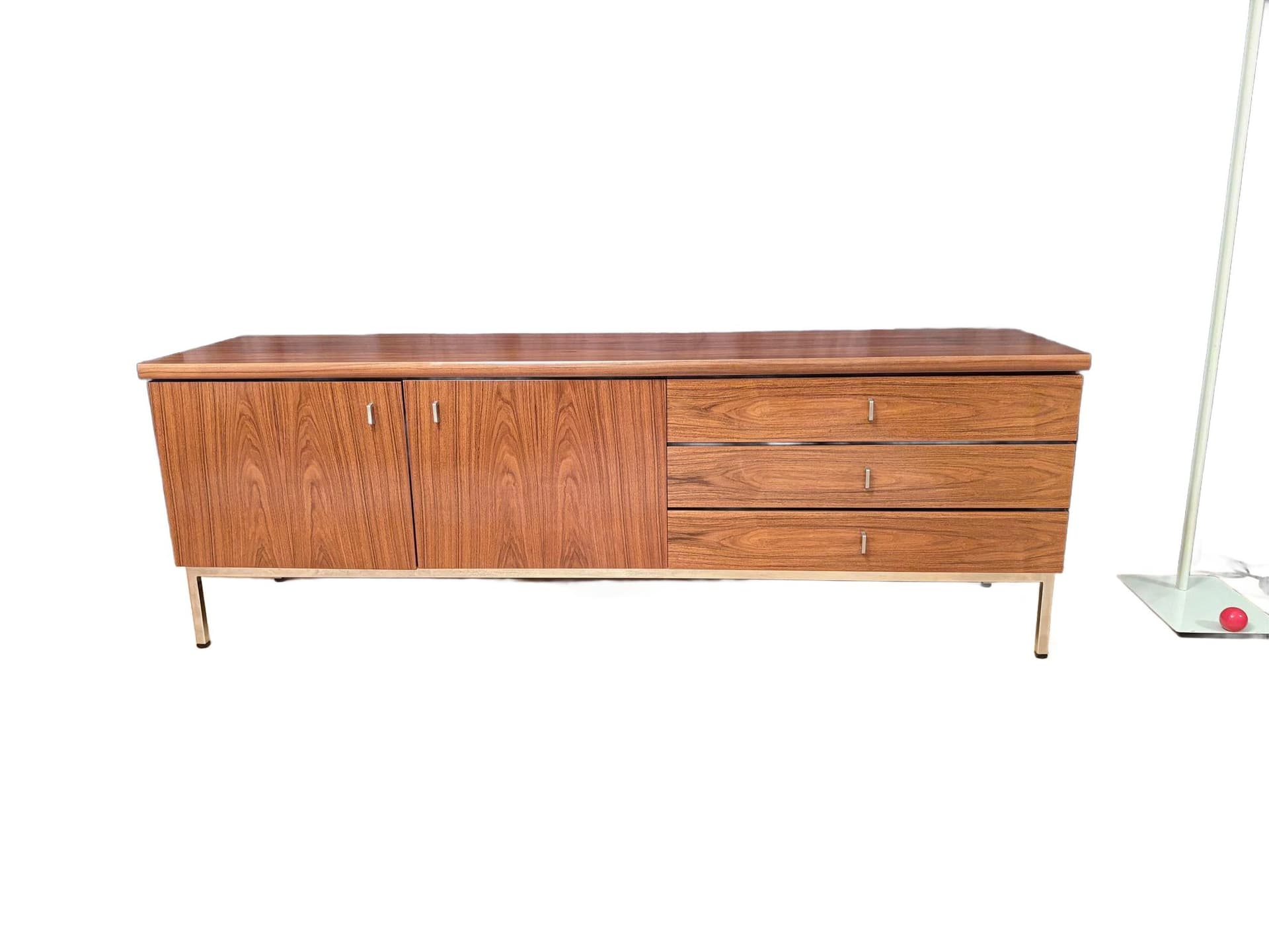 Sideboard, brown walnut, chrome, Germany, 1970s.