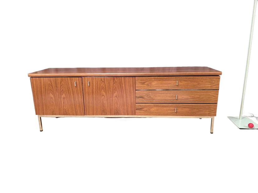 Sideboard, orzech brązowy, chrom, Niemcy, lata 70.