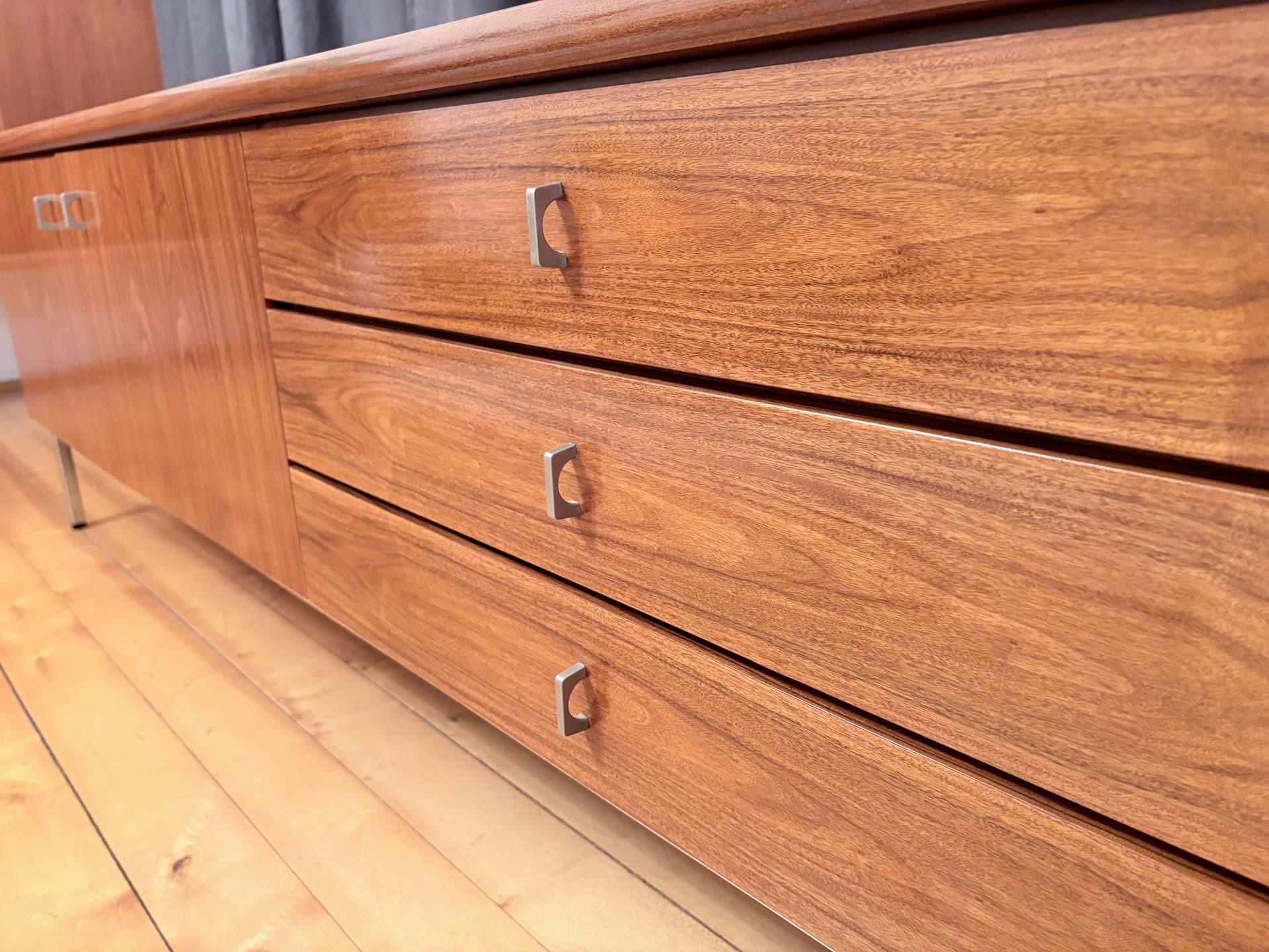 Sideboard, brown walnut, chrome, Germany, 1970s. - 228459
