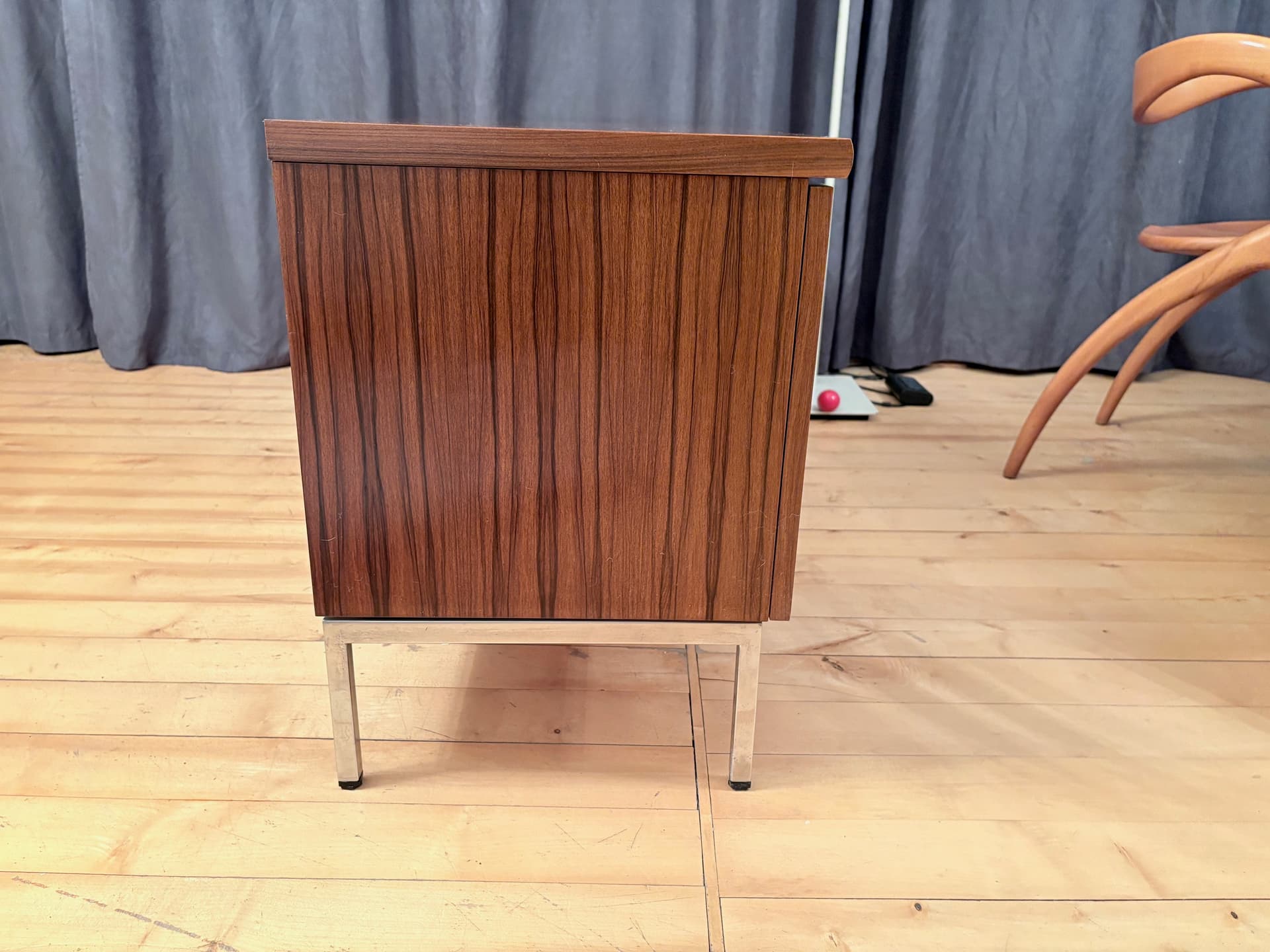 Sideboard, brown walnut, chrome, Germany, 1970s. - 228466