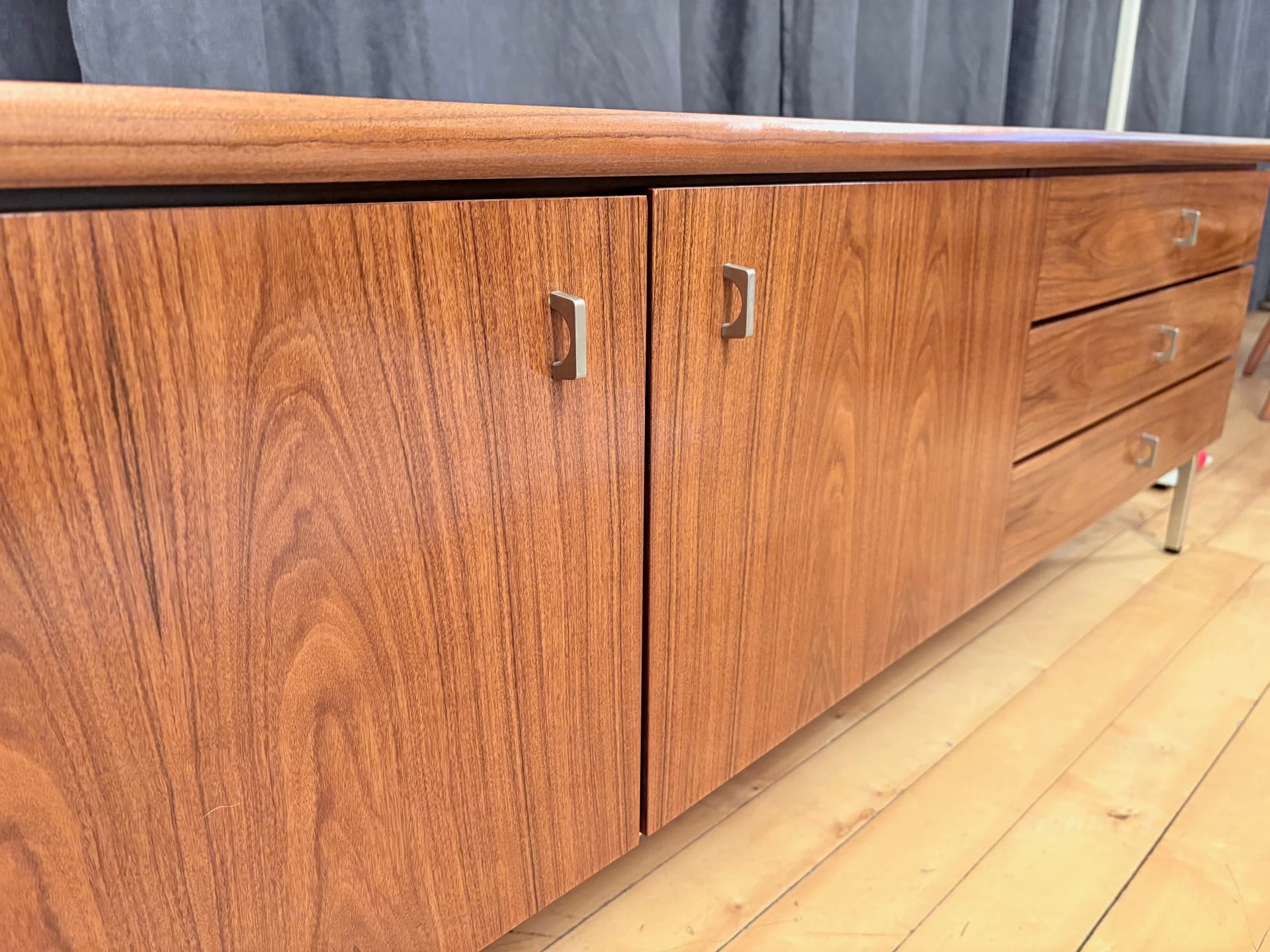 Sideboard, brown walnut, chrome, Germany, 1970s. - 228460