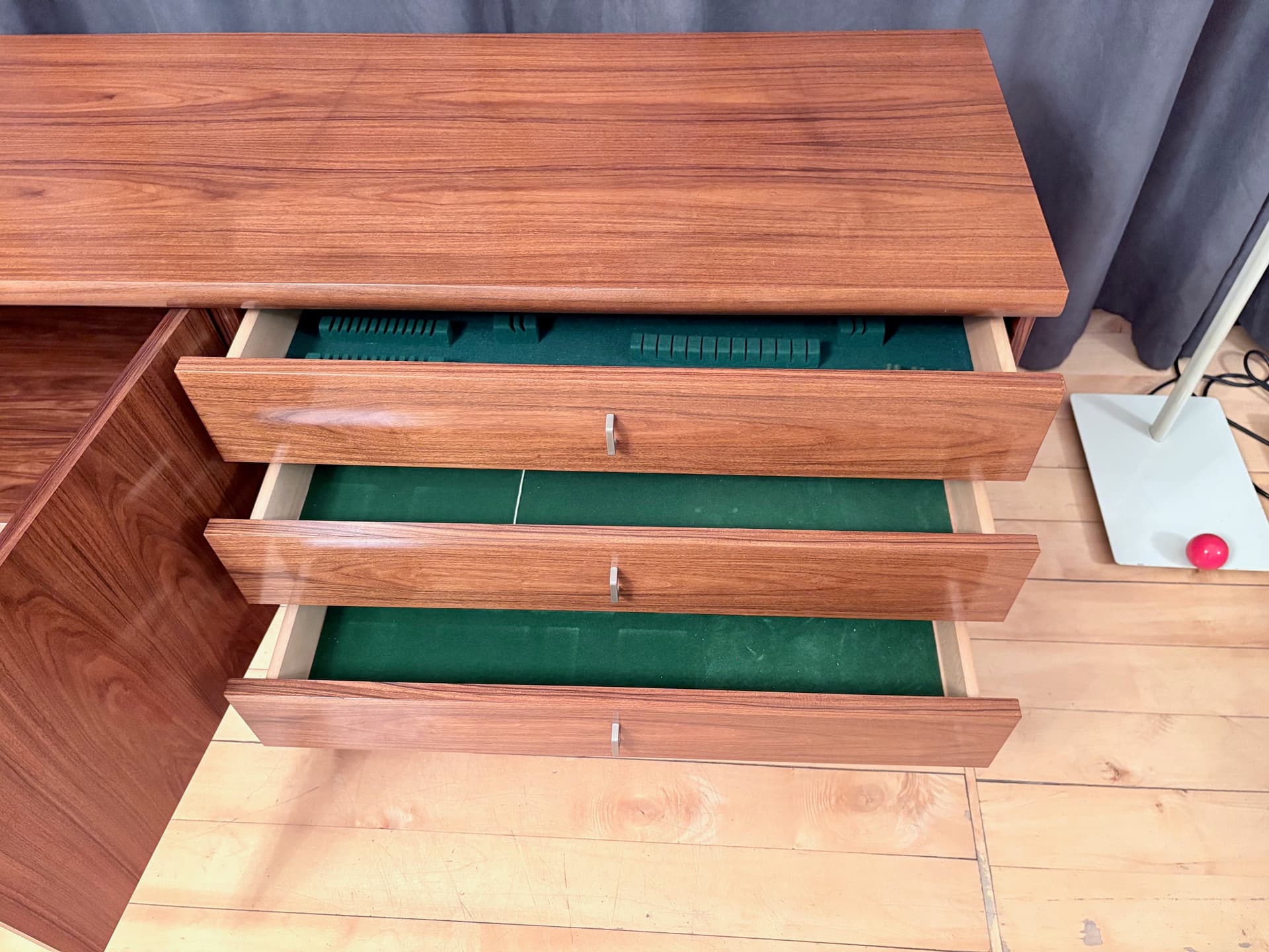 Sideboard, brown walnut, chrome, Germany, 1970s. - 228463