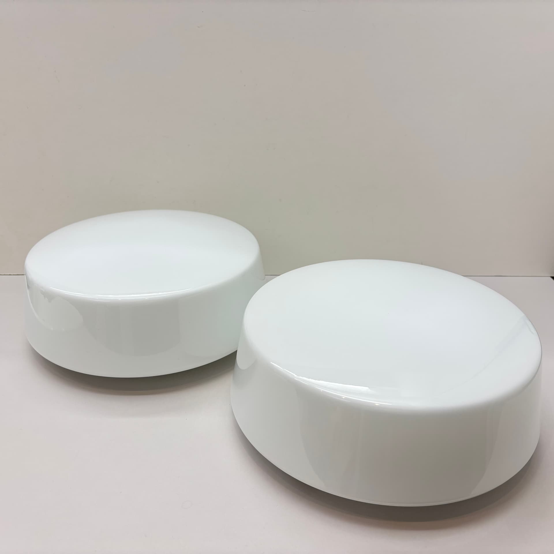 Pair of wall sconces Bauhaus, white glass, Germany, 1970s. - 228514