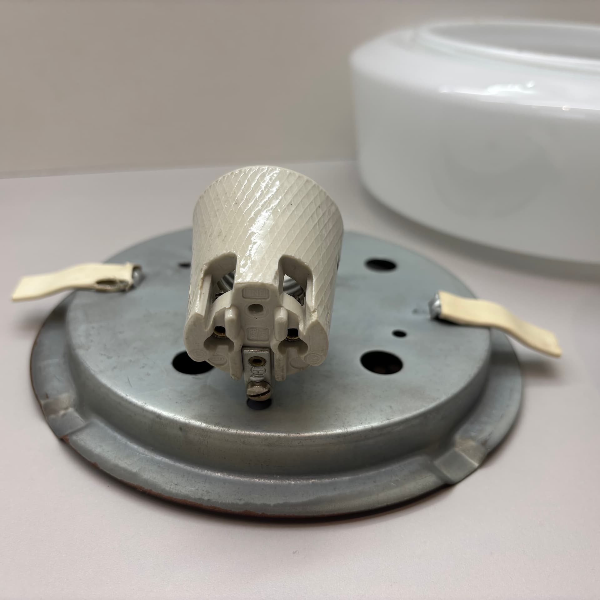 Pair of wall sconces Bauhaus, white glass, Germany, 1970s. - 228516