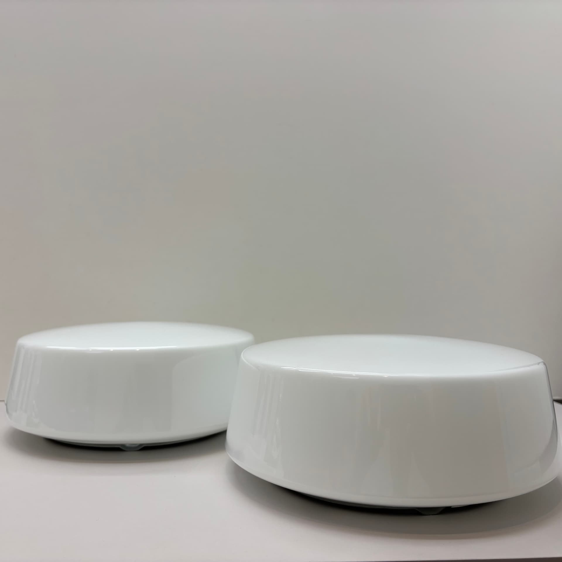 Pair of wall sconces Bauhaus, white glass, Germany, 1970s. - 228511