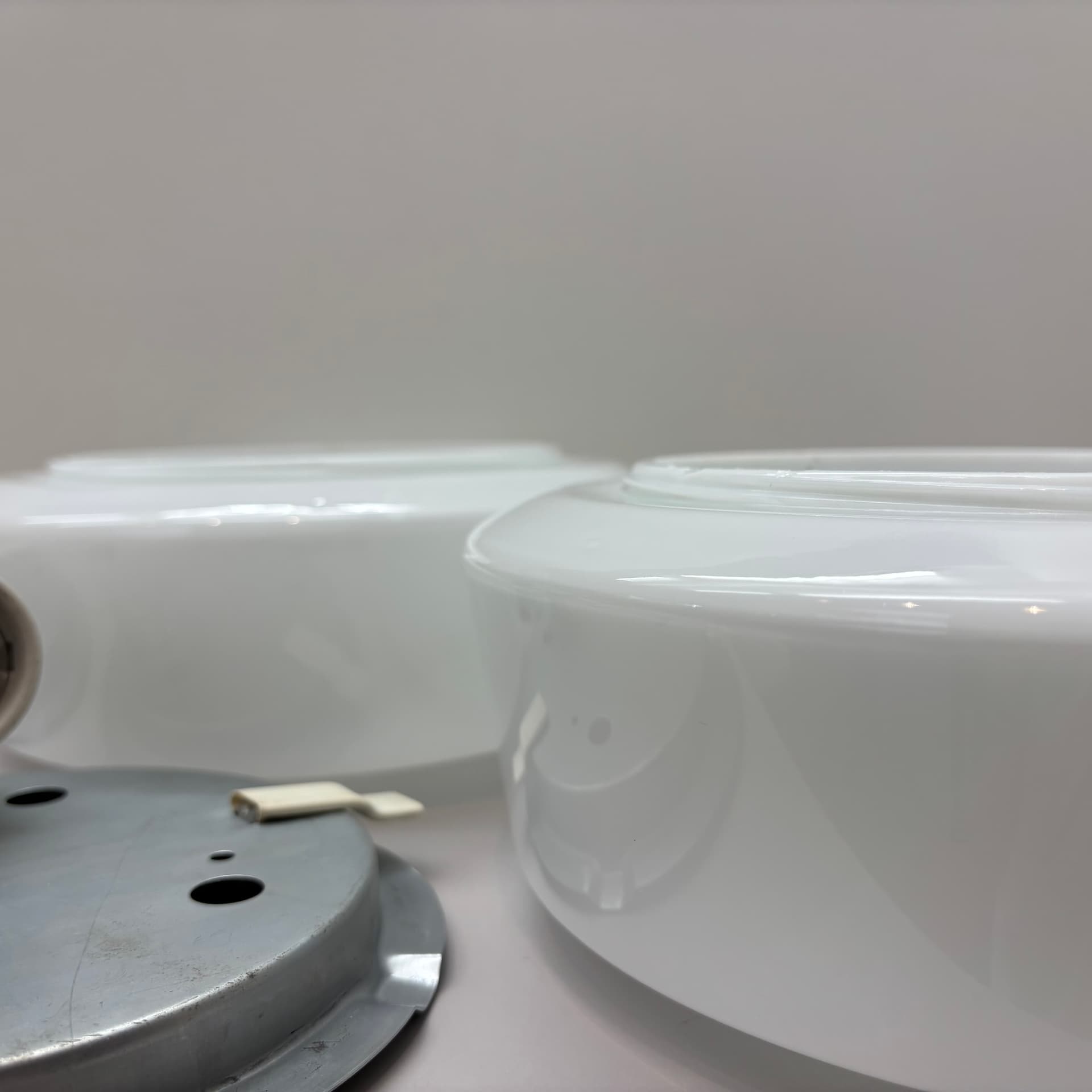 Pair of wall sconces Bauhaus, white glass, Germany, 1970s. - 228517