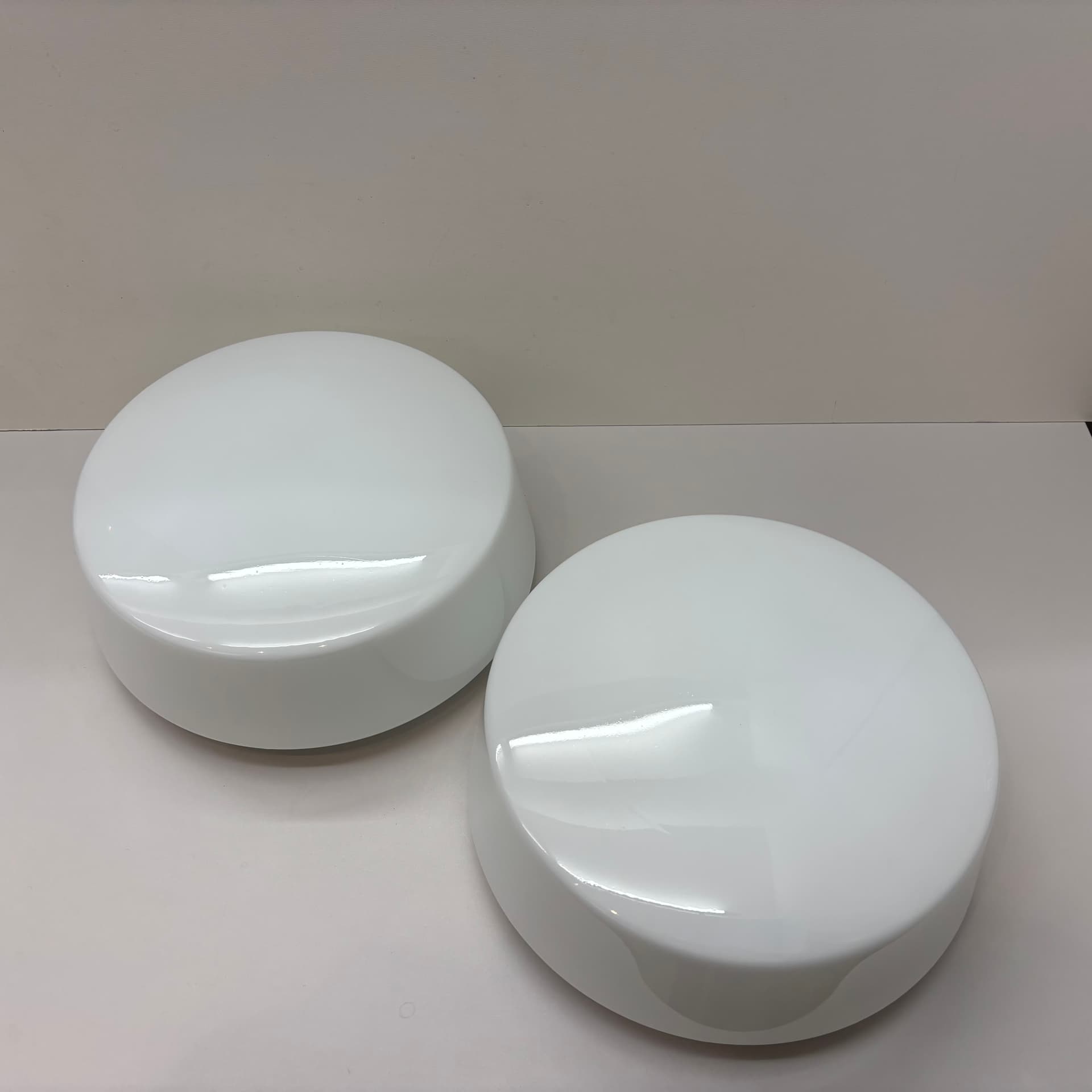 Pair of wall sconces Bauhaus, white glass, Germany, 1970s. - 228513