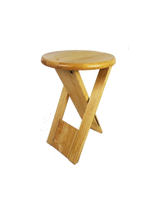 Taboret Suzy, brązowy, buk, proj. A. Reed, Wielka Brytania, lata 80. - WYMIARY