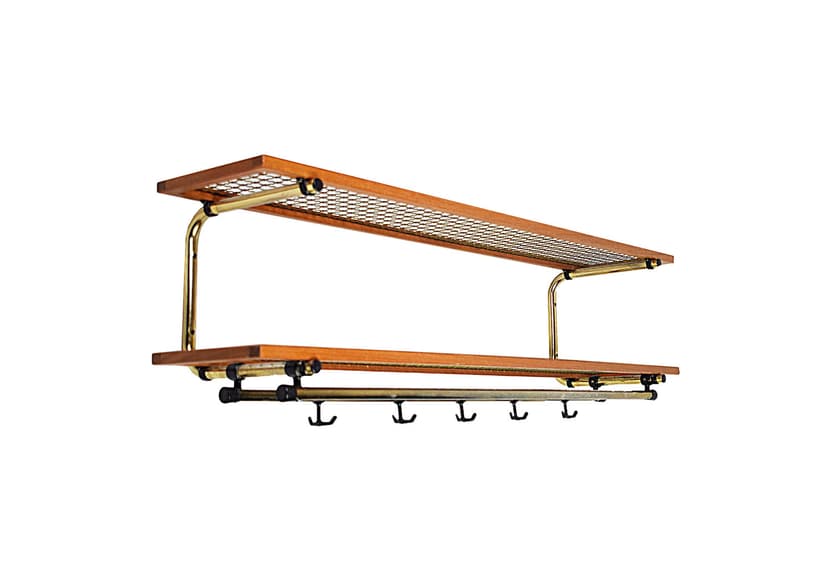 Wieszak ścienny, teak brązowy, Skandynawia, lata 60.