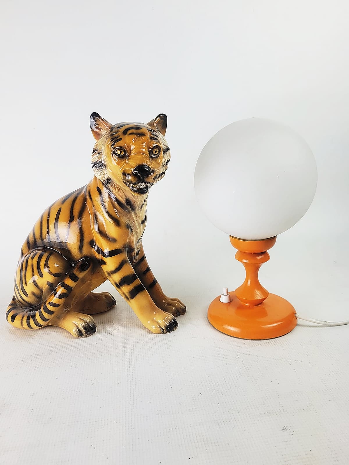 Figurka Tygrys, pomarańczowy, ceramika, lata 70. - 228630