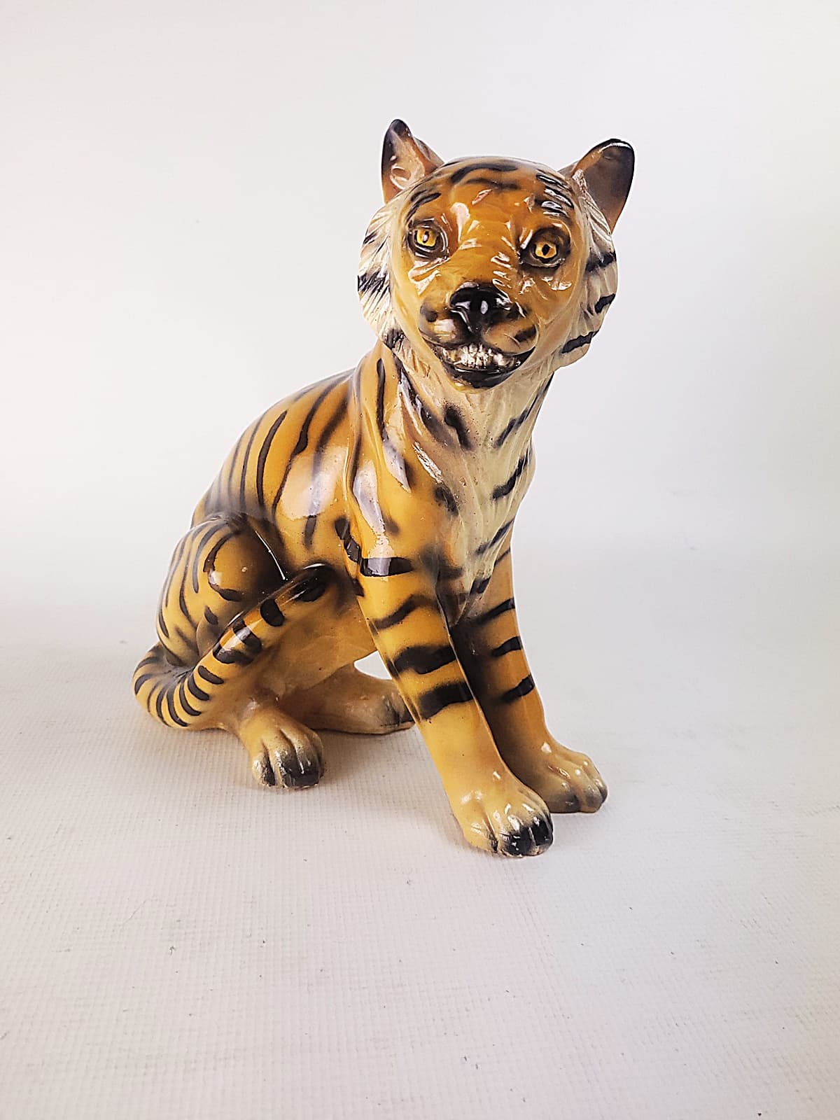 Figurka Tygrys, pomarańczowy, ceramika, lata 70. - 228635