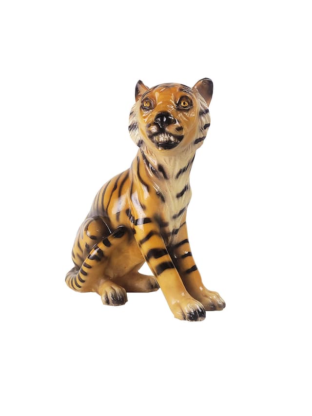 Figurka Tygrys, pomarańczowy, ceramika, lata 70. - WYMIARY
