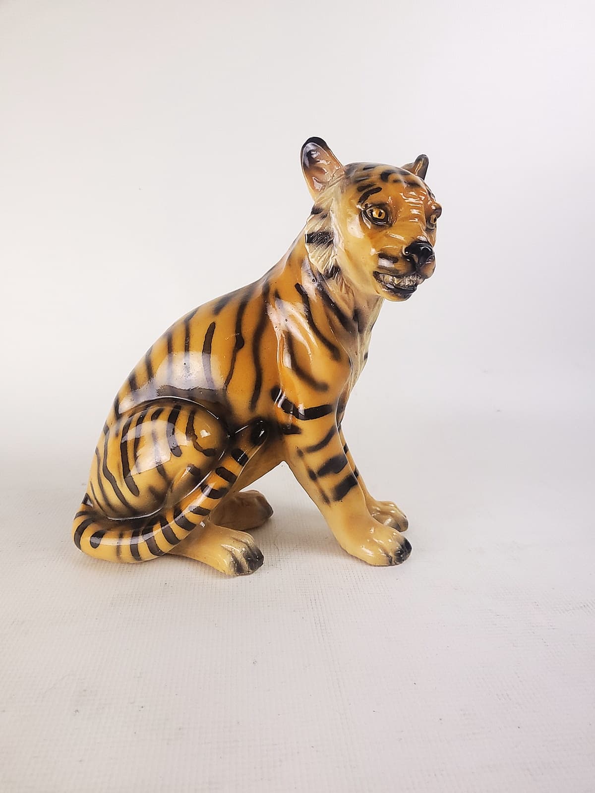 Figurka Tygrys, pomarańczowy, ceramika, lata 70. - 228632