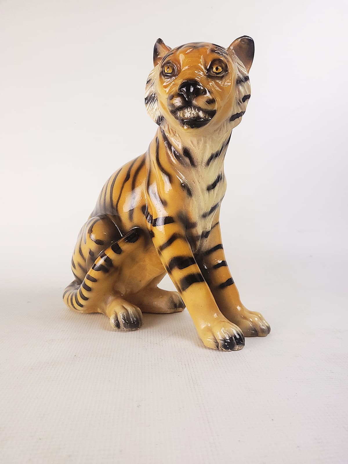 Figurka Tygrys, pomarańczowy, ceramika, lata 70. - 228633